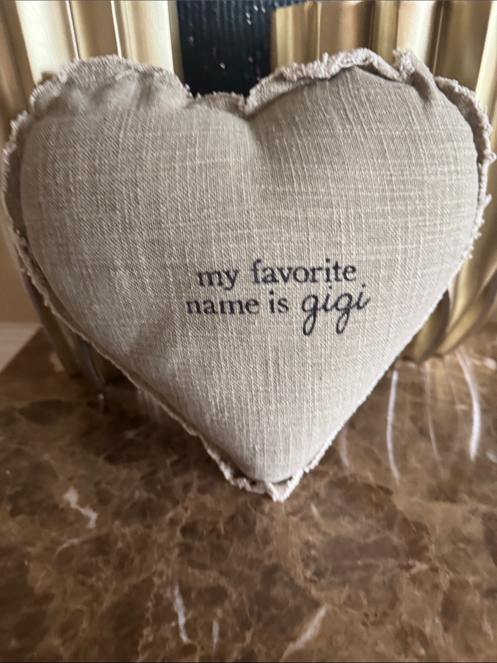 Heart Pillow "my favorite. name is gigi" in Beige